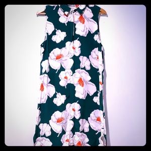 Equipment green floral printed silk dress/tunic